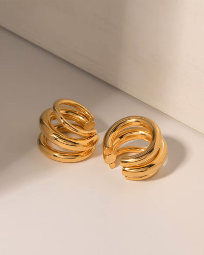 Aros Espiral Dorada con baño de oro 18K