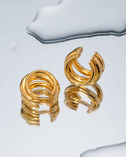 Aros Espiral Dorada con baño de oro 18K