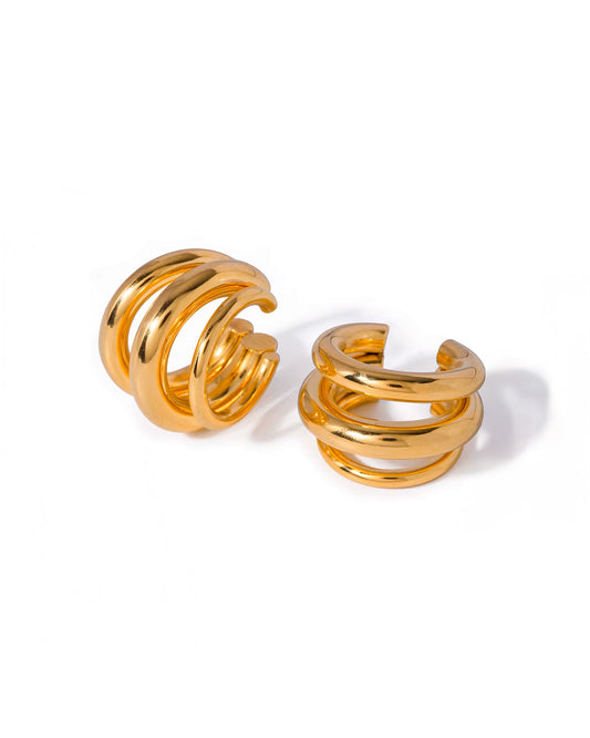 Aros Espiral Dorada con baño de oro 18K