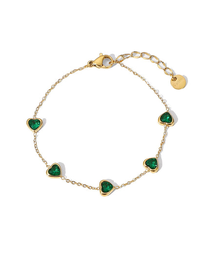 Pulsera Esmeralda con baño de oro 18K