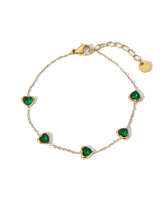 Pulsera Esmeralda con baño de oro 18K