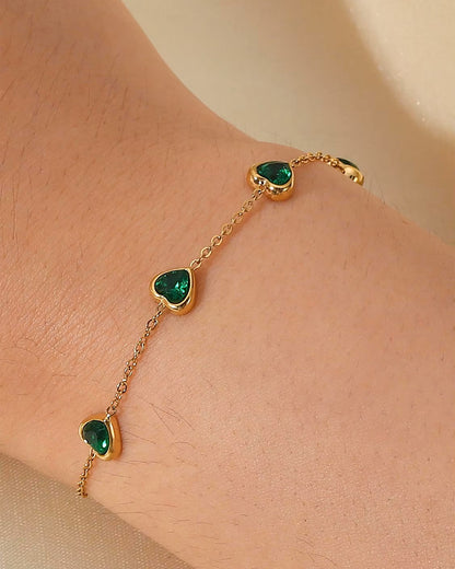 Pulsera Esmeralda con baño de oro 18K