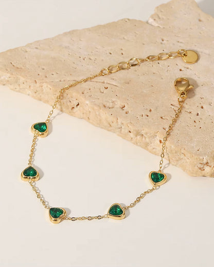 Pulsera Esmeralda con baño de oro 18K