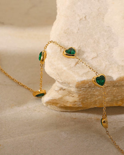 Pulsera Esmeralda con baño de oro 18K