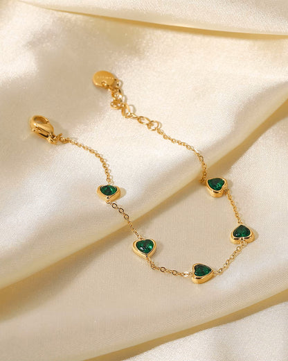 Pulsera Esmeralda con baño de oro 18K